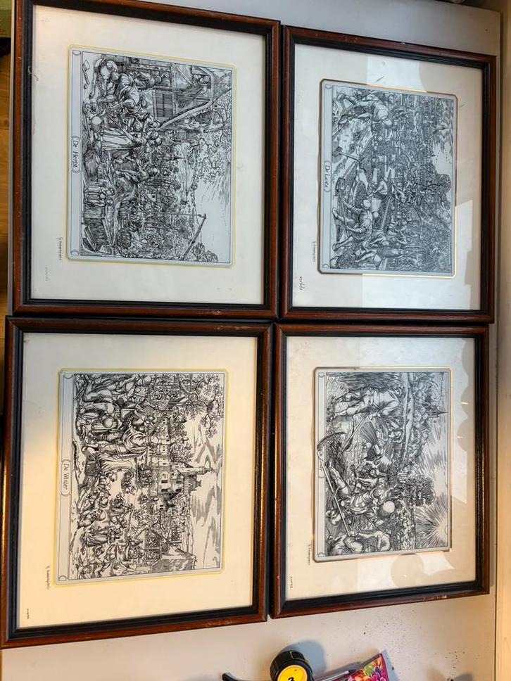 Complete set, 4 gesigneerde seizoensprenten – G. Swaenepoel, Antiek en Kunst, Kunst | Litho's en Zeefdrukken, Verzenden