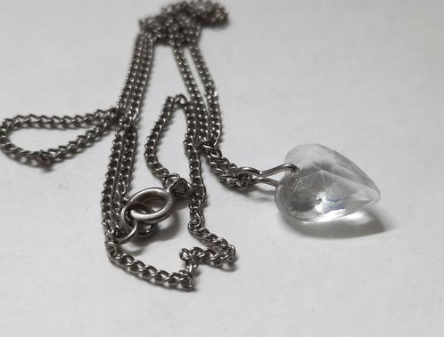 Hanger gefacceteerd helder hartje met ketting (6917), Sieraden, Tassen en Uiterlijk, Kettinghangers, Nieuw, Overige materialen