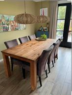Houten (teak) eettafel met (eventueel) 6 stoelen, Ophalen, Teakhout, 200 cm of meer, 50 tot 100 cm