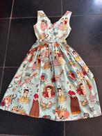 Vintage Frida Kahlo Jurk - Maat S, Blauw, Ophalen of Verzenden, Zo goed als nieuw, Knielengte
