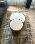 Stijlvolle Marmer Salontafel Set - Hazel Mangohout, Huis en Inrichting, Rond, Nieuw, Minder dan 50 cm, Overige houtsoorten