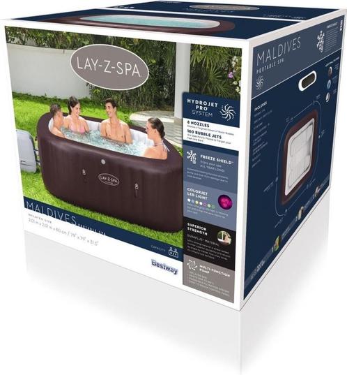 Nieuw | Bestway Lay-Z Spa Maldives Jacuzzi | Garantie, Tuin en Terras, Bubbelbaden en Hottubs, Nieuw, Afdekzeil, Filter, Pomp