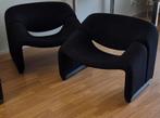 F598 Artifort groovy design fauteuils zwarte stof 2 st. zgan, Huis en Inrichting, Fauteuils, Minder dan 75 cm, Eames vitra leolux