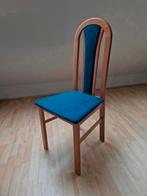 4x houten eetkamerstoelen met blauwe fluwelen stoffering, Ophalen, Blauw, Hout, Vier