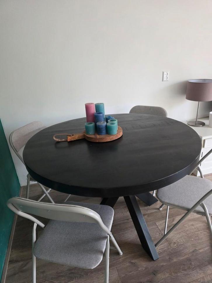 Mango Houten Eettafel, Huis en Inrichting, Tafels | Eettafels, Gebruikt, 100 tot 150 cm, 100 tot 150 cm, Vier personen, Rond, Overige houtsoorten