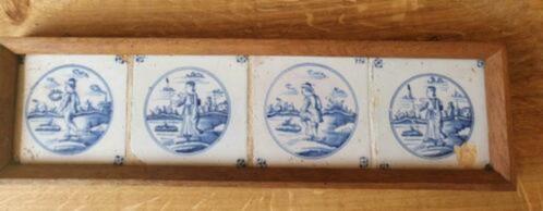 4 oud Hollandse tegels rond 1800 Herders, Antiek en Kunst, Antiek | Wandborden en Tegels, Ophalen