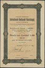 aandeel Int. HOUTHANDEL 1919, Postzegels en Munten, Aandelen en Waardepapieren, Ophalen of Verzenden, Voor 1920, Aandeel