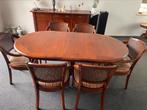 Eettafel(kersenhout, glans)  6xstoelen 131/175x100 hoogte 77, Huis en Inrichting, Complete eetkamers, Ophalen, Zo goed als nieuw