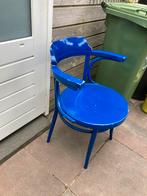 GRATIS | Houten stoel - blauw geschilderd., Huis en Inrichting, Ophalen, Gebruikt, Blauw, Eén