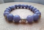 Armband buddha 10 mm natuursteen kralen paars zilver, Sieraden, Tassen en Uiterlijk, Armbanden, -, Nieuw, Ophalen of Verzenden