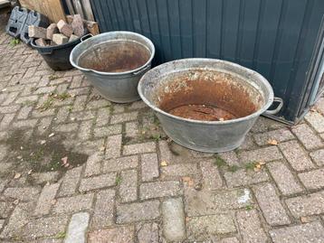 2 Vintage Zinken Teils - Decoratie teil zink beschikbaar voor biedingen