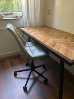Bureaustoel Senja | geblokt groen velvet | zwart metaal, Huis en Inrichting, Bureaustoelen, Ophalen, Nieuw, Groen, Bureaustoel