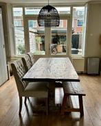 Hoffz Tafel 190x90 + Bank & Stoelen, Gebruikt, Vijf personen of meer, 150 tot 200 cm, Rechthoekig