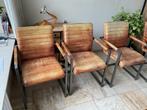 4 eetkamerstoelen, Ophalen, Gebruikt, Bruin, Leer
