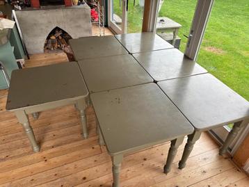 5 Eikenhouten tafels, 80x80, gratis ophalen beschikbaar voor biedingen