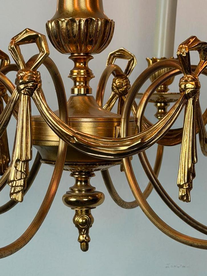 Gaetano Sciolari – 6-arms kroonluchter, verguld messing, Huis en Inrichting, Lampen | Kroonluchters, Ophalen of Verzenden