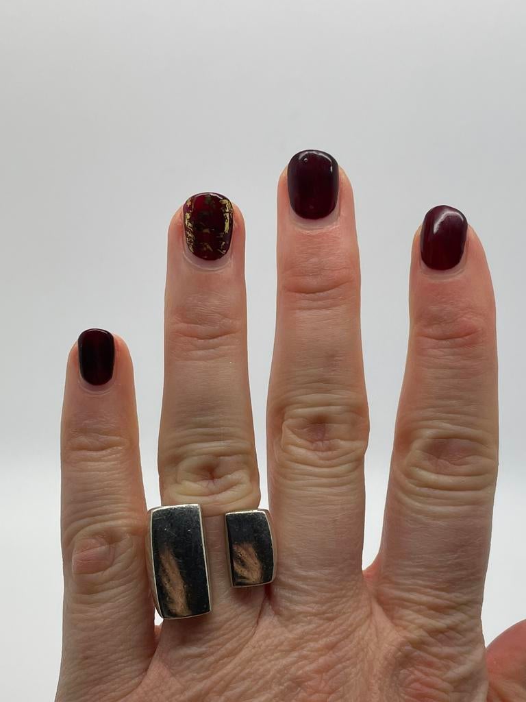 B358 Prachtige zilveren modernist ring (verstelbaar), Ophalen of Verzenden, X, Dame, Zilver