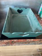 Groot donker groen houten dienblad + love hartjes, Huis en Inrichting, Ophalen of Verzenden, Zo goed als nieuw, Hout