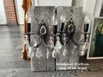Steigerhouten wandlampen met glazen pegels, Ophalen of Verzenden, Zo goed als nieuw, Glas, Landelijk