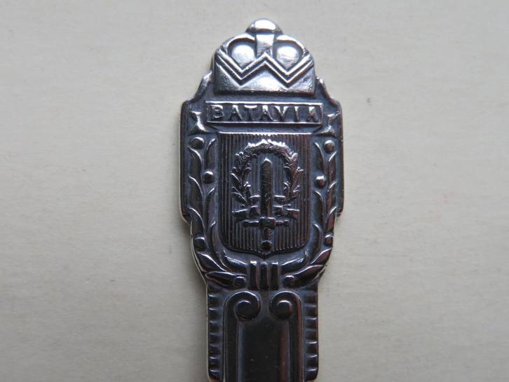 Verzilverd Gero lepeltje wapen Batavia Indonesië, Antiek en Kunst, Antiek | Bestek, Verzenden