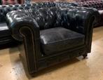 Prachtige Chesterfield Fauteuil Zwart., Gebruikt, Chesterfield, Ophalen of Verzenden, 100 tot 125 cm