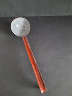 Pollepel van Emaille donker rood met gewolkte binnenkant, Ophalen of Verzenden