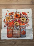 Herfst kussen hoes met Pompoenen en bloemen | NIEUW, Ophalen of Verzenden, Nieuw, Overige kleuren, Vierkant