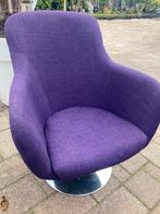 Paarse stoffen design draaistoel, Ophalen, Design, 75 tot 100 cm, Zo goed als nieuw