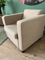 Stijlvolle fauteuil Ecru met witte bies, Huis en Inrichting, Fauteuils, Ophalen, Gebruikt, Minder dan 75 cm, Stof