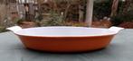 DRU MADE IN HOLLAND oranje vintage gietijzer ovenschaal 32cm, Huis en Inrichting, Keuken | Potten en Pannen, Gebruikt, Gietijzer