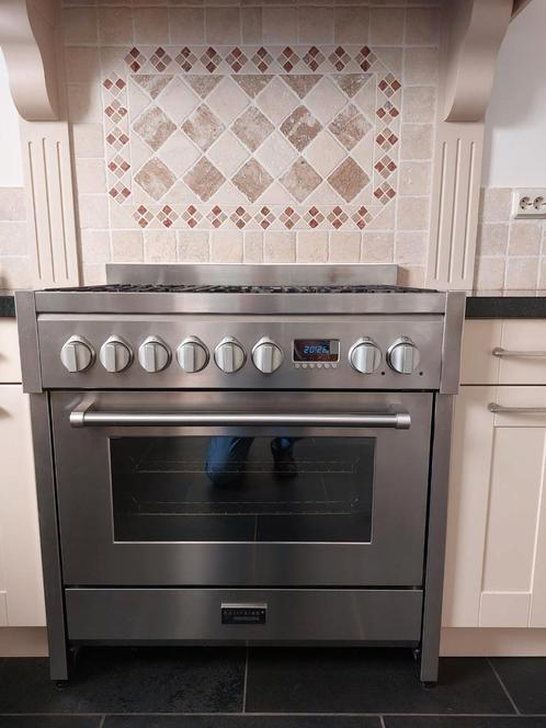 Solitaire 6-pits Gasfornuis RVS, Witgoed en Apparatuur, Fornuizen, Gebruikt, Vrijstaand, Gas, 5 kookzones of meer, 90 tot 95 cm