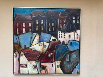 Schilderij ‘Dag & Nacht’  100x100 beschikbaar voor biedingen