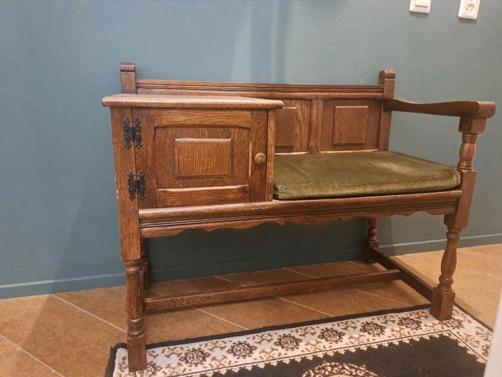 Vintage telefoonbankje / gangbankje, Antiek en Kunst, Antiek | Meubels | Stoelen en Banken, Ophalen