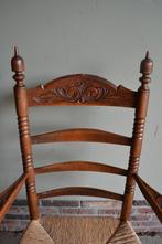 Prachtige antieke eiken stoel, fauteuil met biezen zitting., Antiek en Kunst, Verzenden