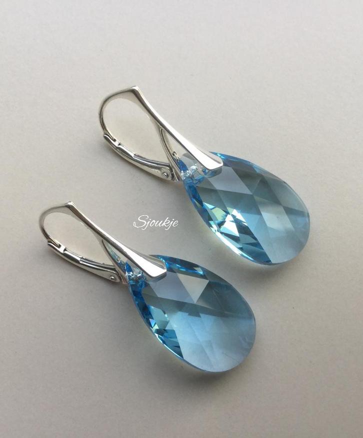 Oorbellen Swarovski kristal nieuw goud zilver ketting parel, Sieraden, Tassen en Uiterlijk, Oorbellen, Nieuw, Hangers, Zilver