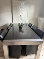 Granieten RVS Eettafel 220 x 100 - 3 dik blad - als nieuw, Huis en Inrichting, Tafels | Eettafels, Ophalen, 200 cm of meer, 50 tot 100 cm