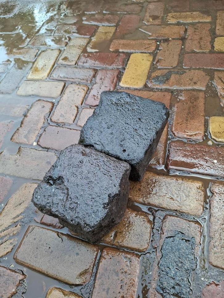 15m² lava basalt keien 15x15cm, in bigbag, Tuin en Terras, Tegels en Klinkers, Gebruikt, Klinkers, Beton, 10 m² of meer, Ophalen of Verzenden