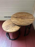 Mango Houten Tafeltjes - Goede Staat!, Huis en Inrichting, Tafels | Bijzettafels, Ophalen, Rond, 55 tot 75 cm, Zo goed als nieuw