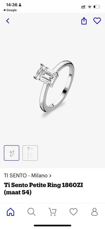 Ti sento milano ring 54 (17.25) nieuw zilver - nw prijs 62e beschikbaar voor biedingen