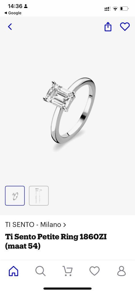Ti sento milano ring 54 (17.25) nieuw zilver - nw prijs 62e, Sieraden, Tassen en Uiterlijk, Ringen, Nieuw, Dame, 17 tot 18, Zilver