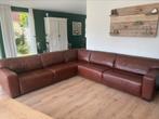Bruin lederen hoekbank 3.20 x 3.00m i.z.g.st., Huis en Inrichting, Banken | Complete zithoeken, Ophalen, Zo goed als nieuw, Leer