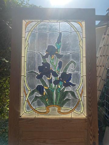 art nouveau glas in lood deur beschikbaar voor biedingen