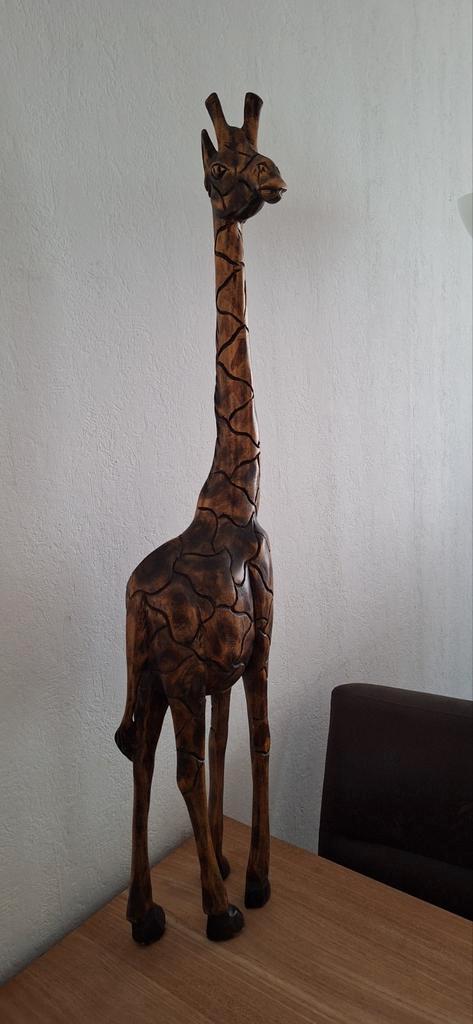 Houten Giraffe Beeld - 1 Meter 5 Hoog, Antiek en Kunst, Kunst | Beelden en Houtsnijwerken, Ophalen