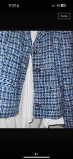 Blauw Tweed Jasje - Maat XS, Kleding | Dames, Blauw, Ophalen of Verzenden, Zo goed als nieuw, Jasje