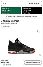 Nike Air Jordan 4 - Bred Re imagined - AJ4 maat 45 nieuw!, Zwart, Nieuw, Ophalen of Verzenden, Sneakers of Gympen