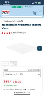 Topper Visco Topcare traagschuim, Ophalen, Zo goed als nieuw, Tweepersoons, 200 cm