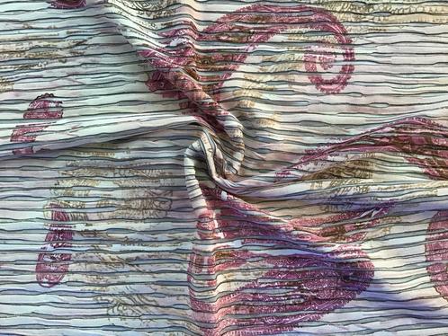 Lap stof stretch tricot Paisley motief rose beige 150x130 cm, Hobby en Vrije tijd, Stoffen en Lappen, Nieuw, Polyester, 120 cm of meer
