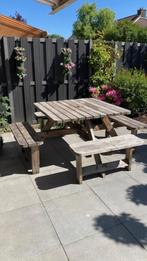 Houten picknicktafel 8 personen, Ophalen, Gebruikt, Vierkant, Hout