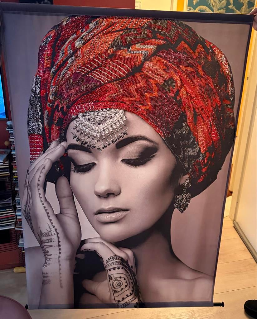 Schilderij: Vrouw met rode tulband, Ophalen of Verzenden