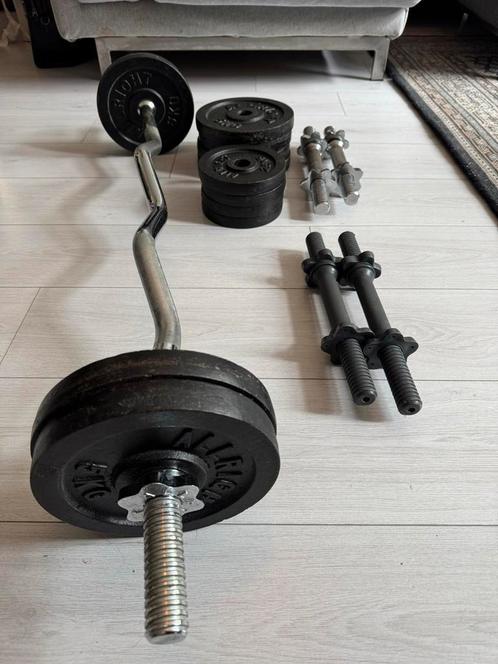 Allright Dumbell en Halter Set met losse gewichten, Sport en Fitness, Fitnessapparatuur, Gebruikt, Overige typen, Armen, Metaal